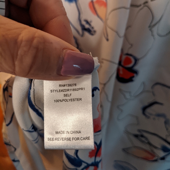 DR2* floral cap sleeve blouse tunic top side slit round neck - Picture 6 of 7